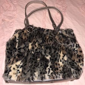 B. Makowsky fur bag with leather trim